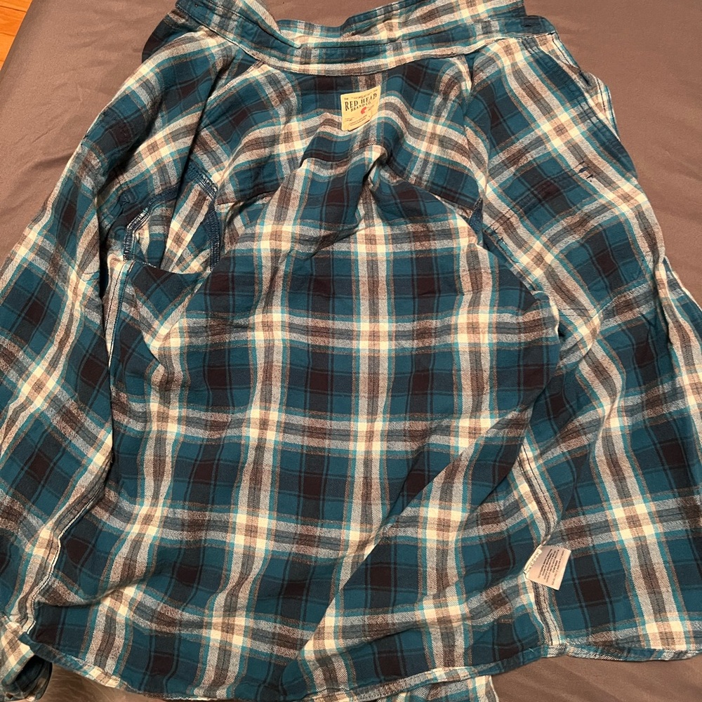 Men’s small redhead flannel long sleeve button up shirt